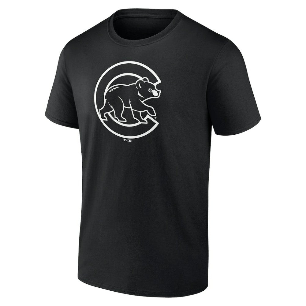 Black Chicago Cubs Monochrome Personalized Name & Number T-Shirt