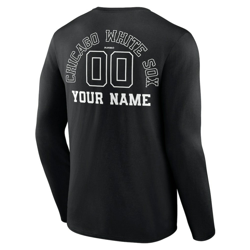 Black Chicago White Sox Monochrome Personalized Name & Number Long Sleeve T-Shirt