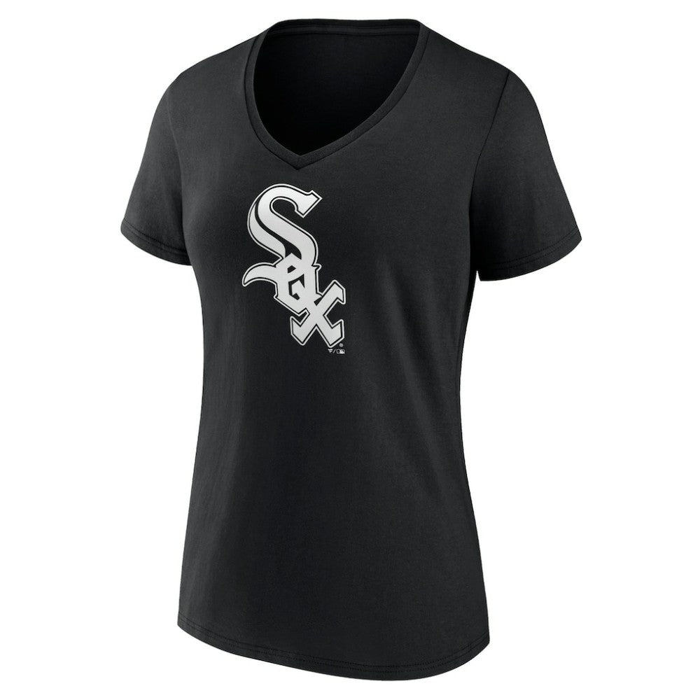 Black Chicago White Sox Women's Monochrome Personalized Name & Number V-Neck T-Shirt