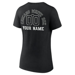 Black Chicago White Sox Women's Monochrome Personalized Name & Number V-Neck T-Shirt