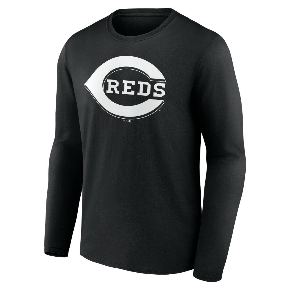 Black Cincinnati Reds Monochrome Personalized Name & Number Long Sleeve T-Shirt