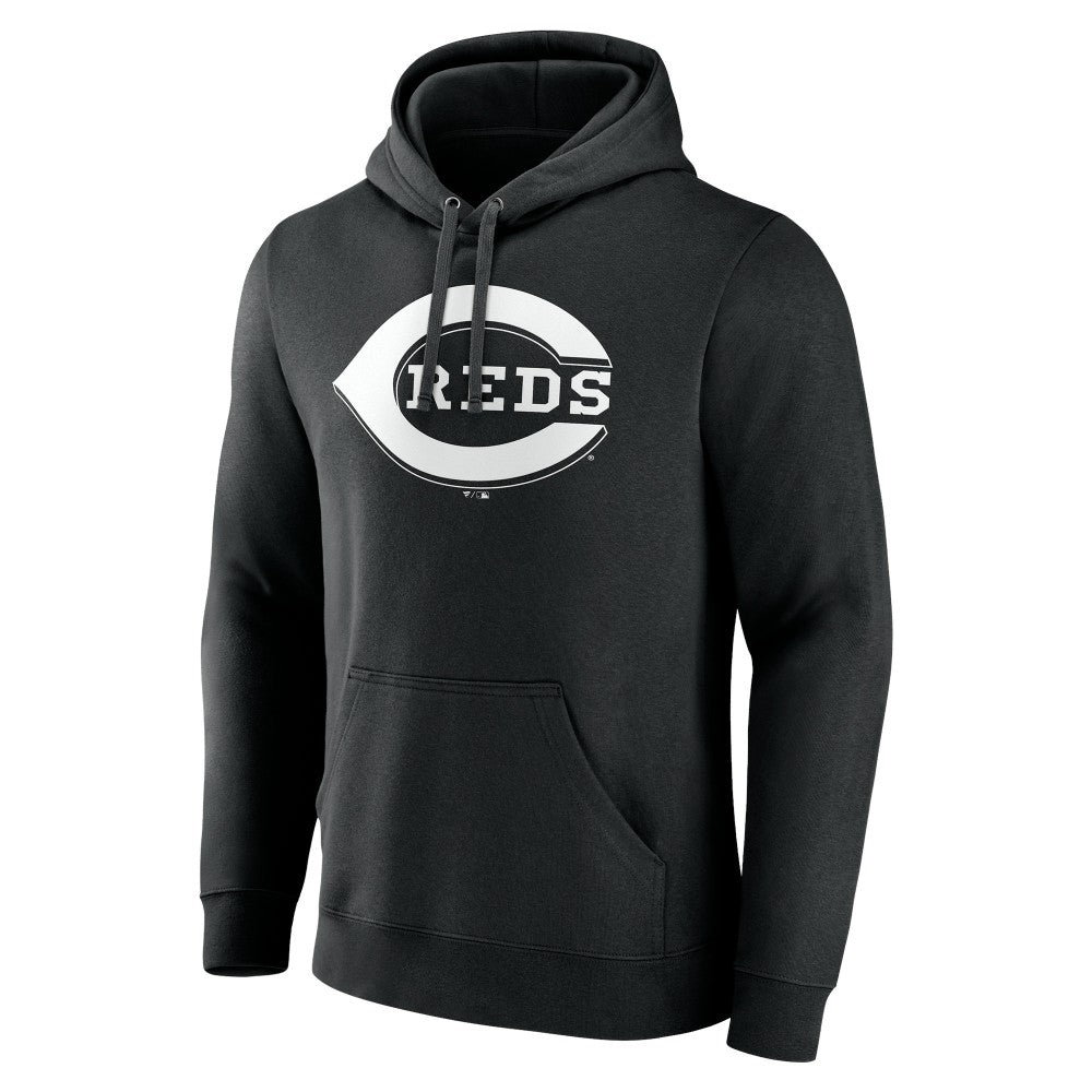 Black Cincinnati Reds Monochrome Personalized Name & Number Pullover Hoodie