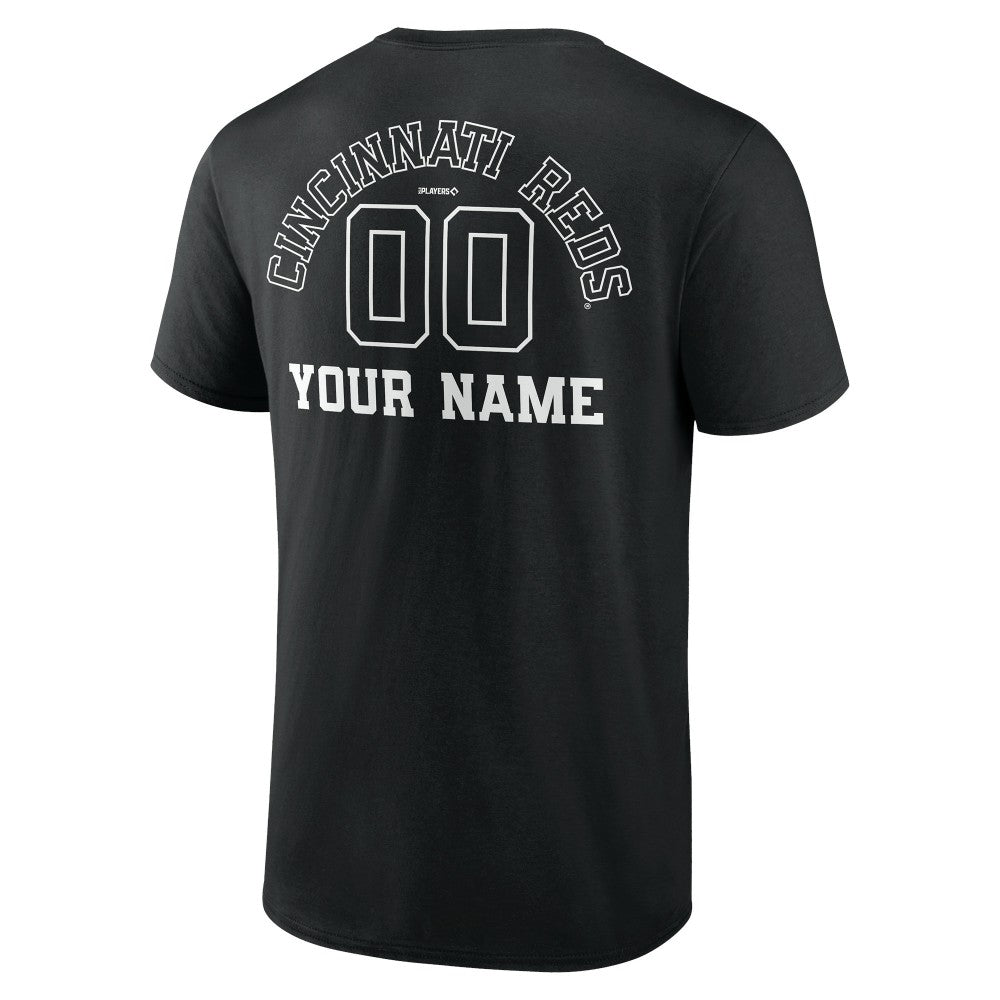 Black Cincinnati Reds Monochrome Personalized Name & Number T-Shirt