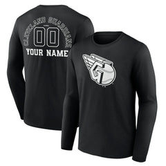 Black Cleveland Guardians Monochrome Personalized Name & Number Long Sleeve T-Shirt