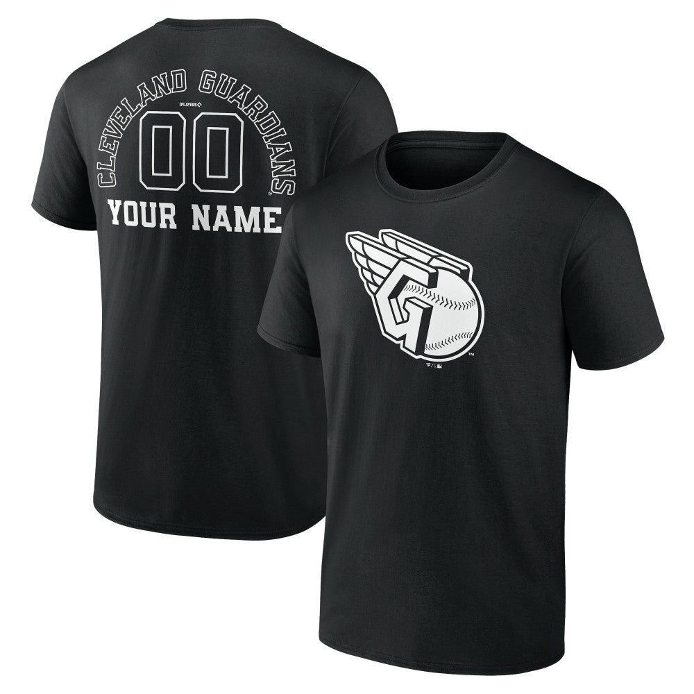 Black Cleveland Guardians Monochrome Personalized Name & Number T-Shirt