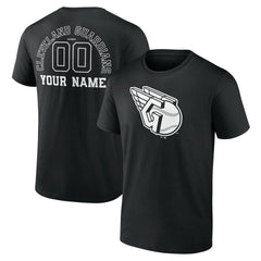 Black Cleveland Guardians Monochrome Personalized Name & Number T-Shirt