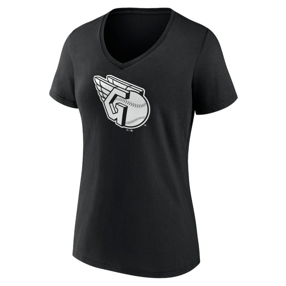 Black Cleveland Guardians Women's Monochrome Personalized Name & Number V-Neck T-Shirt