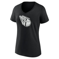 Black Cleveland Guardians Women's Monochrome Personalized Name & Number V-Neck T-Shirt