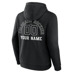 Black Colorado Rockies Monochrome Personalized Name & Number Pullover Hoodie