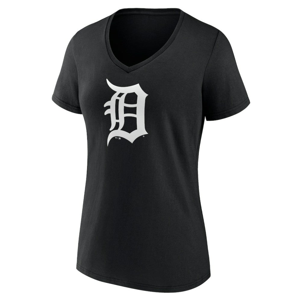 Black Detroit Tigers Women's Monochrome Personalized Name & Number V-Neck T-Shirt