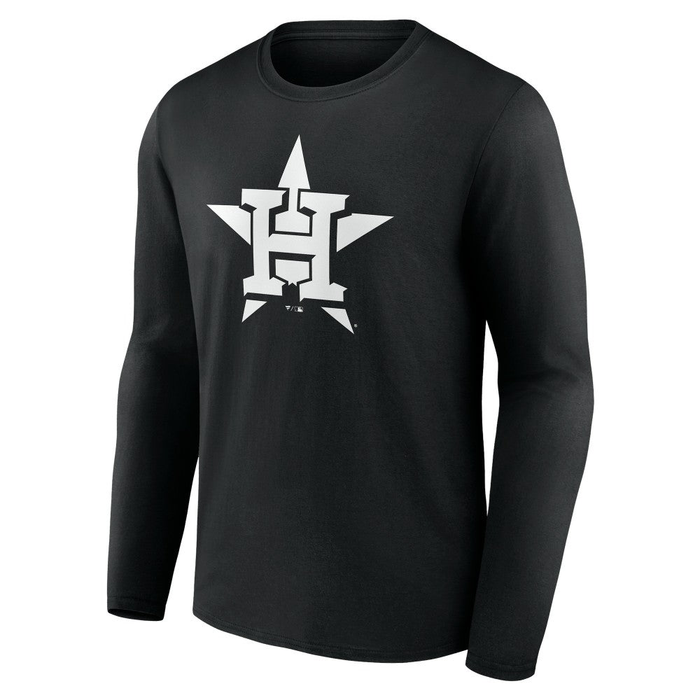 Black Houston Astros Monochrome Personalized Name & Number Long Sleeve T-Shirt