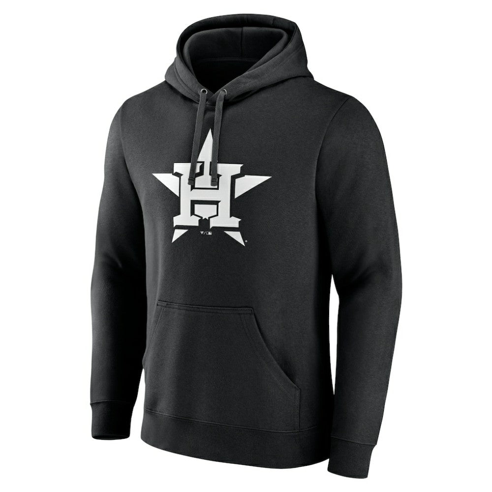 Black Houston Astros Monochrome Personalized Name & Number Pullover Hoodie