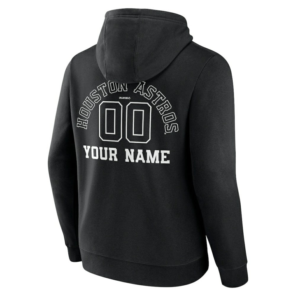 Black Houston Astros Monochrome Personalized Name & Number Pullover Hoodie