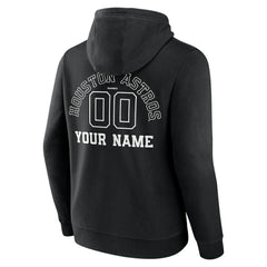 Black Houston Astros Monochrome Personalized Name & Number Pullover Hoodie