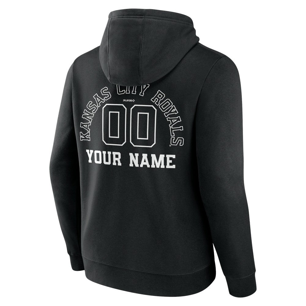 Black Kansas City Royals Monochrome Personalized Name & Number Pullover Hoodie