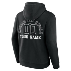 Black Kansas City Royals Monochrome Personalized Name & Number Pullover Hoodie