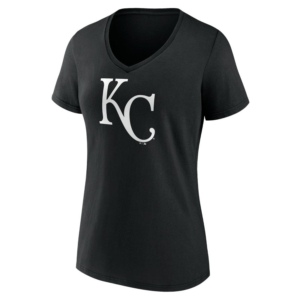 Black Kansas City Royals Women's Monochrome Personalized Name & Number V-Neck T-Shirt