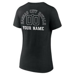 Black Kansas City Royals Women's Monochrome Personalized Name & Number V-Neck T-Shirt