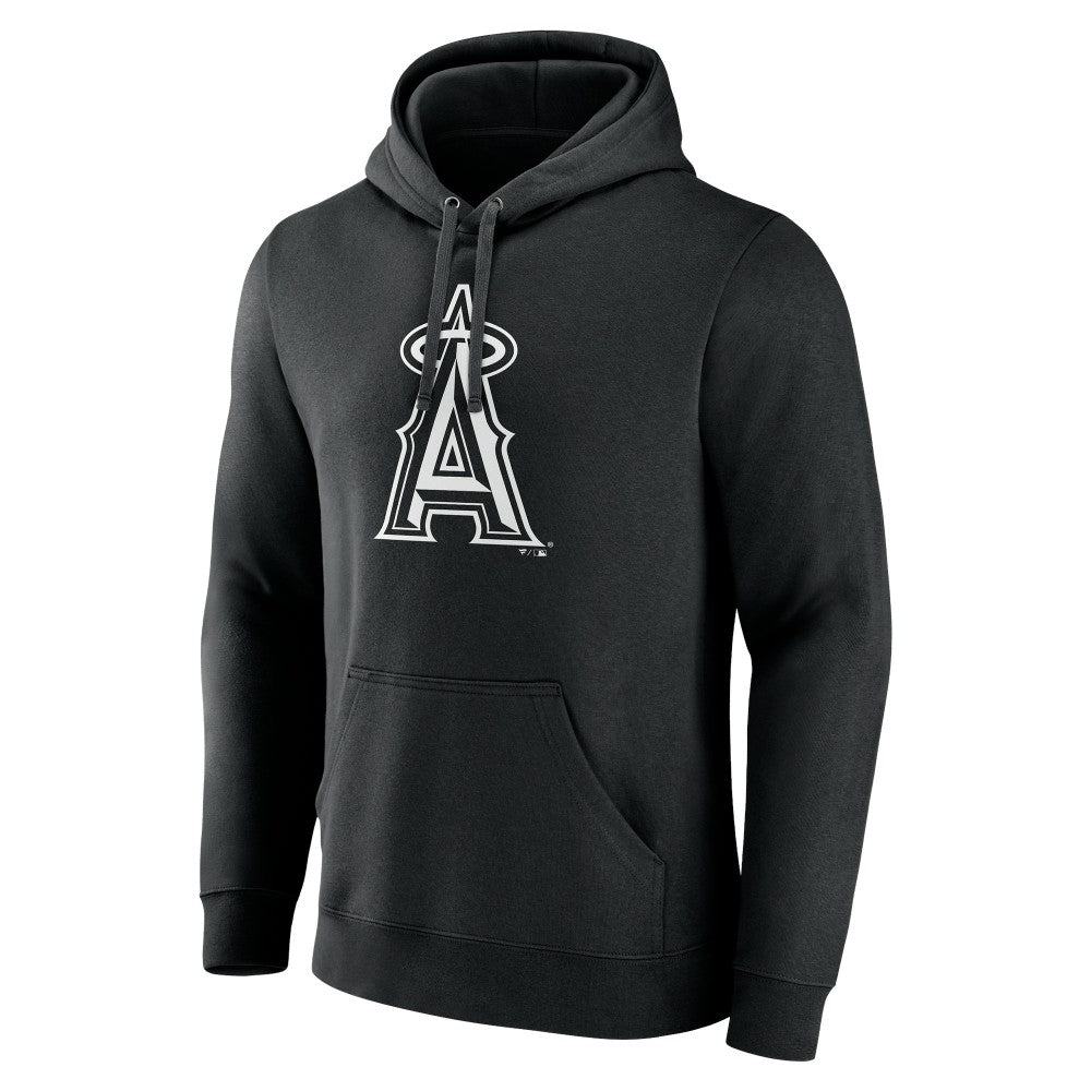 Black Los Angeles Angels Monochrome Personalized Name & Number Pullover Hoodie