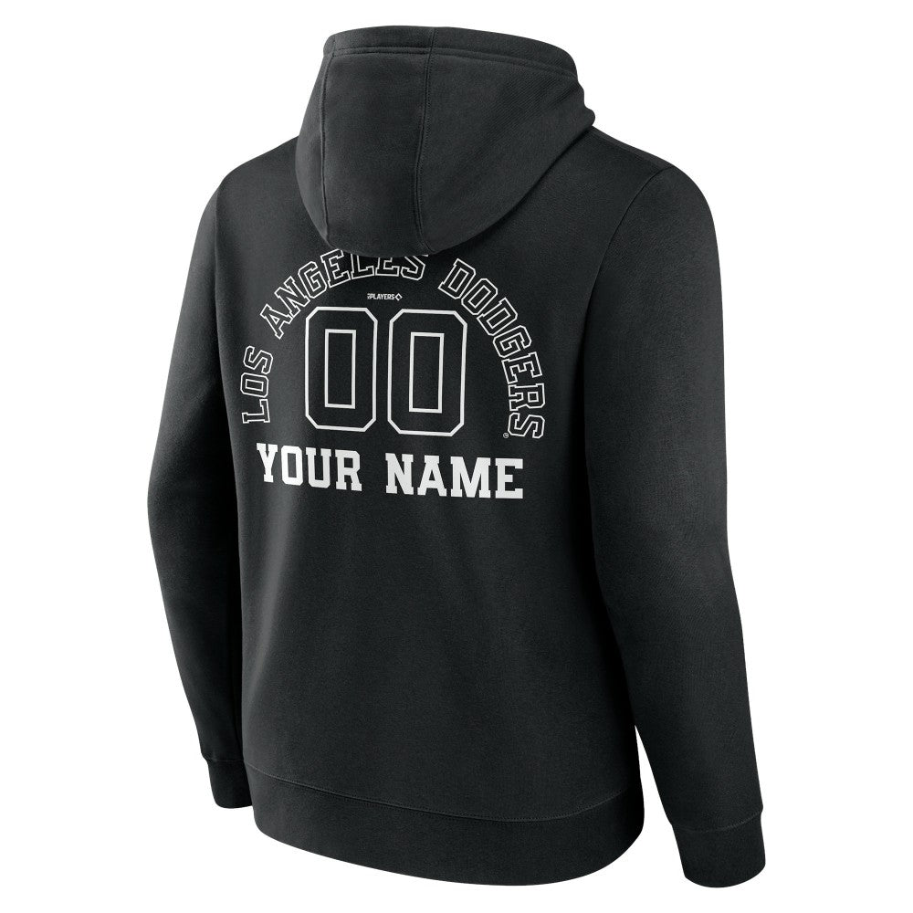Black Los Angeles Dodgers Monochrome Personalized Name & Number Pullover Hoodie