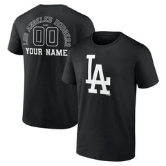 Black Los Angeles Dodgers Monochrome Personalized Name & Number T-Shirt