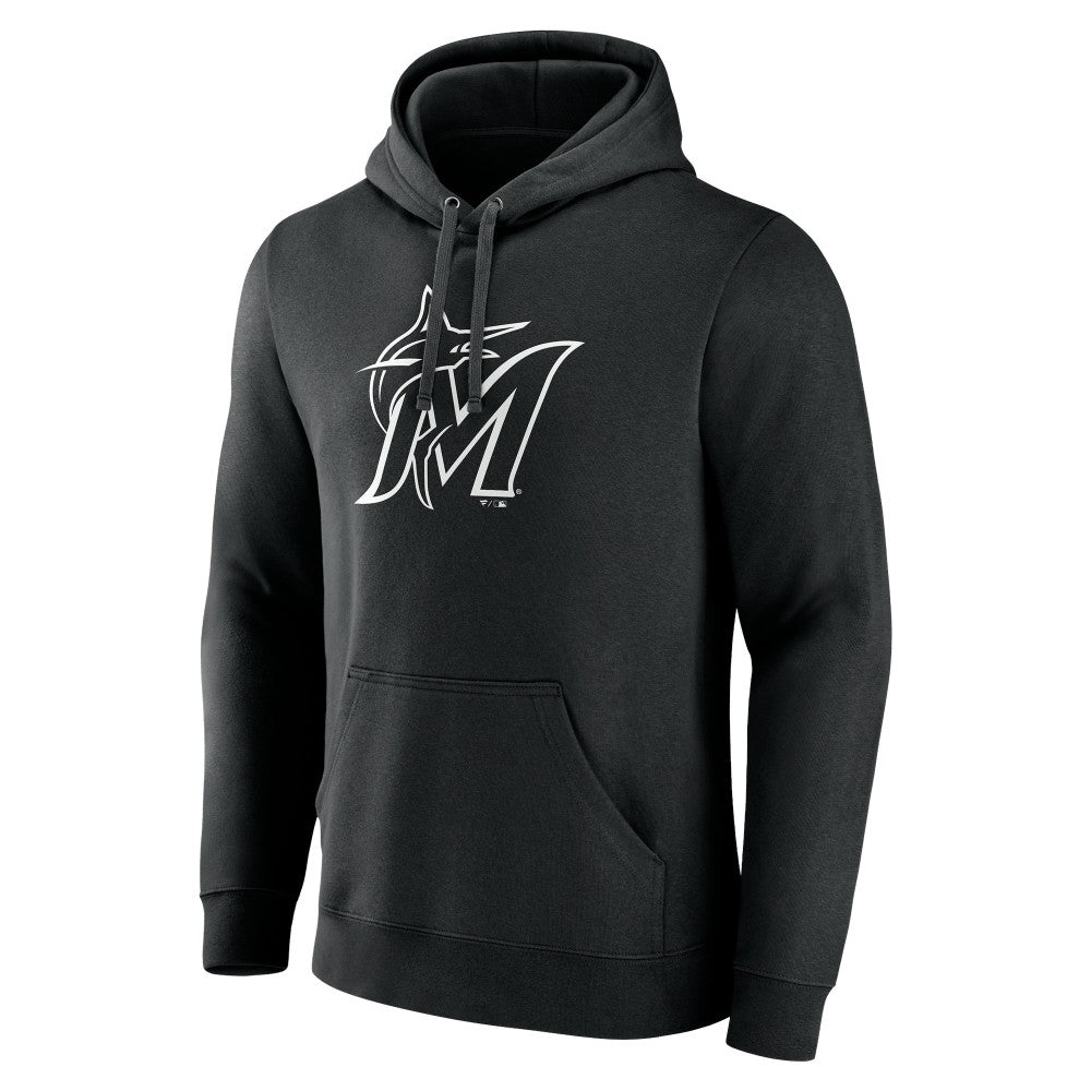 Black Miami Marlins Monochrome Personalized Name & Number Pullover Hoodie
