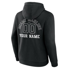 Black Miami Marlins Monochrome Personalized Name & Number Pullover Hoodie