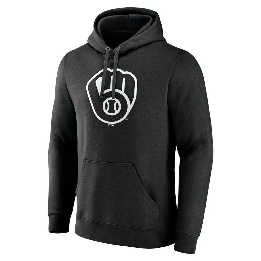 Black Milwaukee Brewers Monochrome Personalized Name & Number Pullover Hoodie