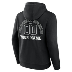 Black Milwaukee Brewers Monochrome Personalized Name & Number Pullover Hoodie