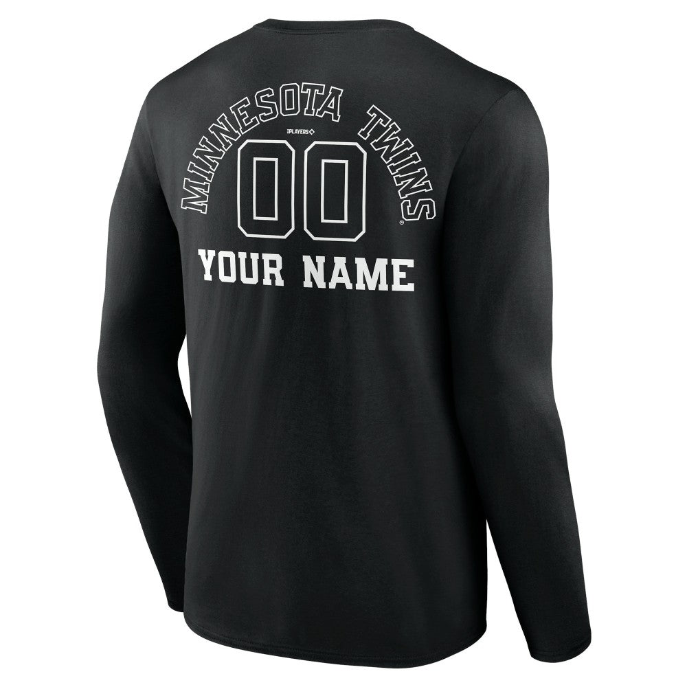 Black Minnesota Twins Monochrome Personalized Name & Number Long Sleeve T-Shirt