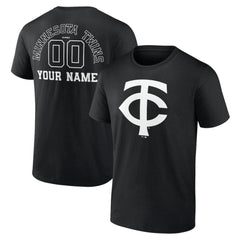 Black Minnesota Twins Monochrome Personalized Name & Number T-Shirt