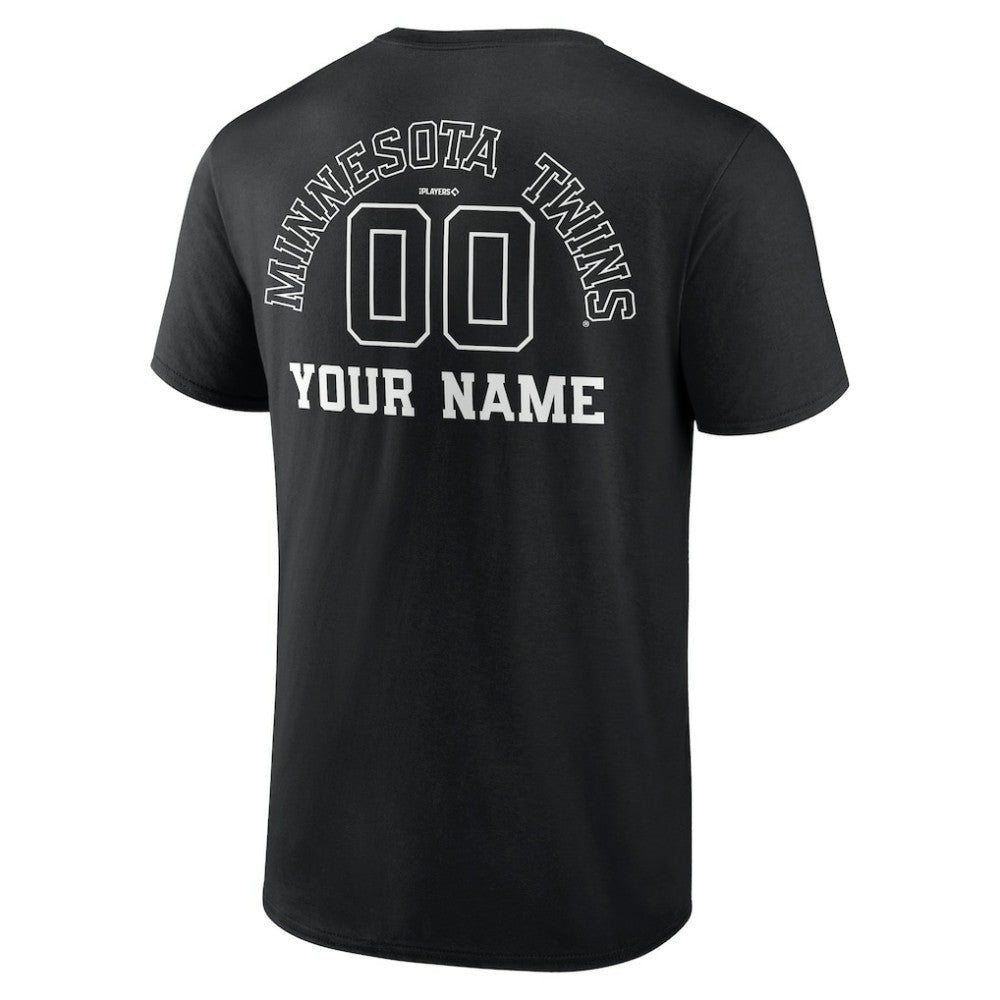Black Minnesota Twins Monochrome Personalized Name & Number T-Shirt