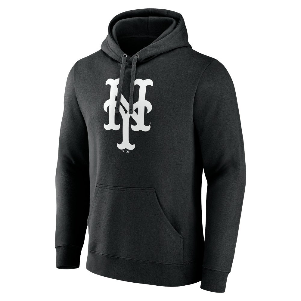 Black New York Mets Monochrome Personalized Name & Number Pullover Hoodie