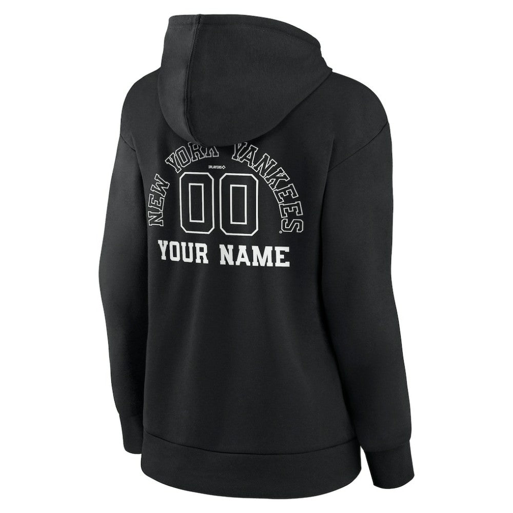 Black New York Yankees Women's Monochrome Personalized Name & Number Pullover Hoodie