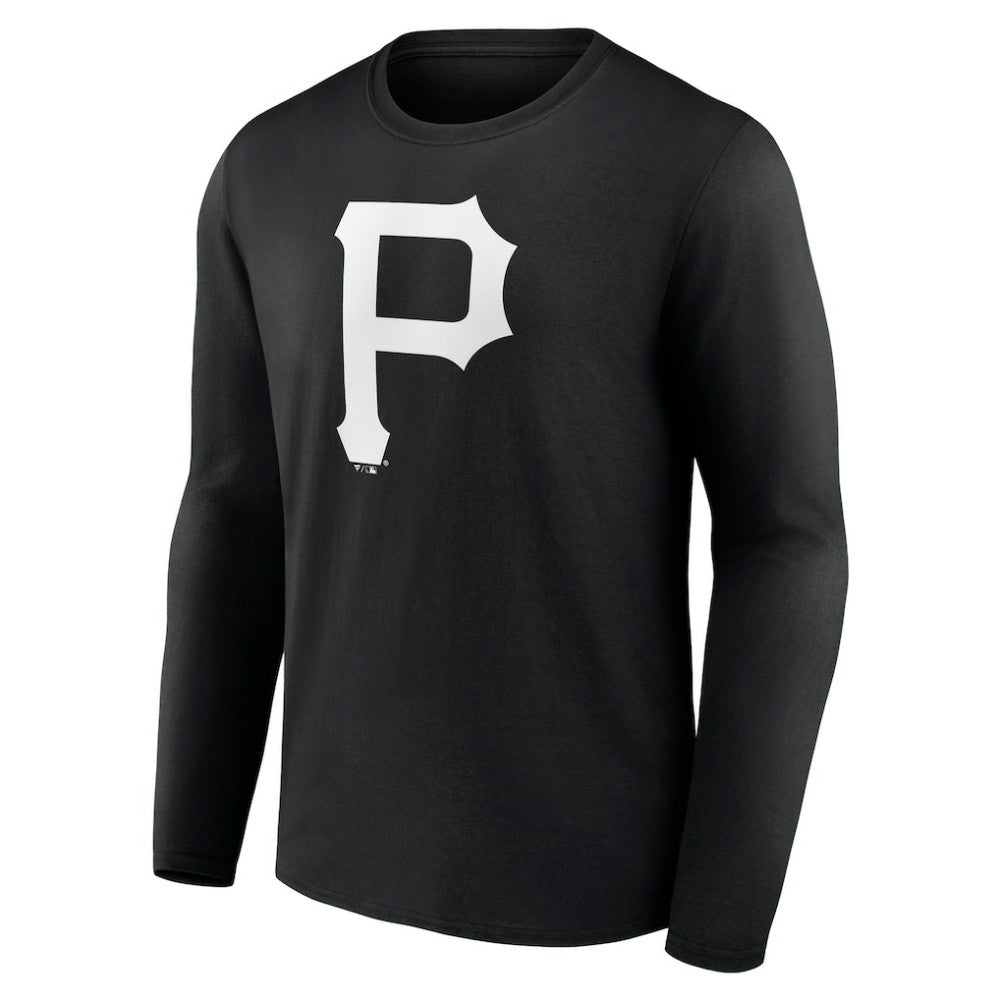 Black Pittsburgh Pirates Monochrome Personalized Name & Number Long Sleeve T-Shirt