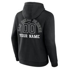 Black San Diego Padres Monochrome Personalized Name & Number Pullover Hoodie