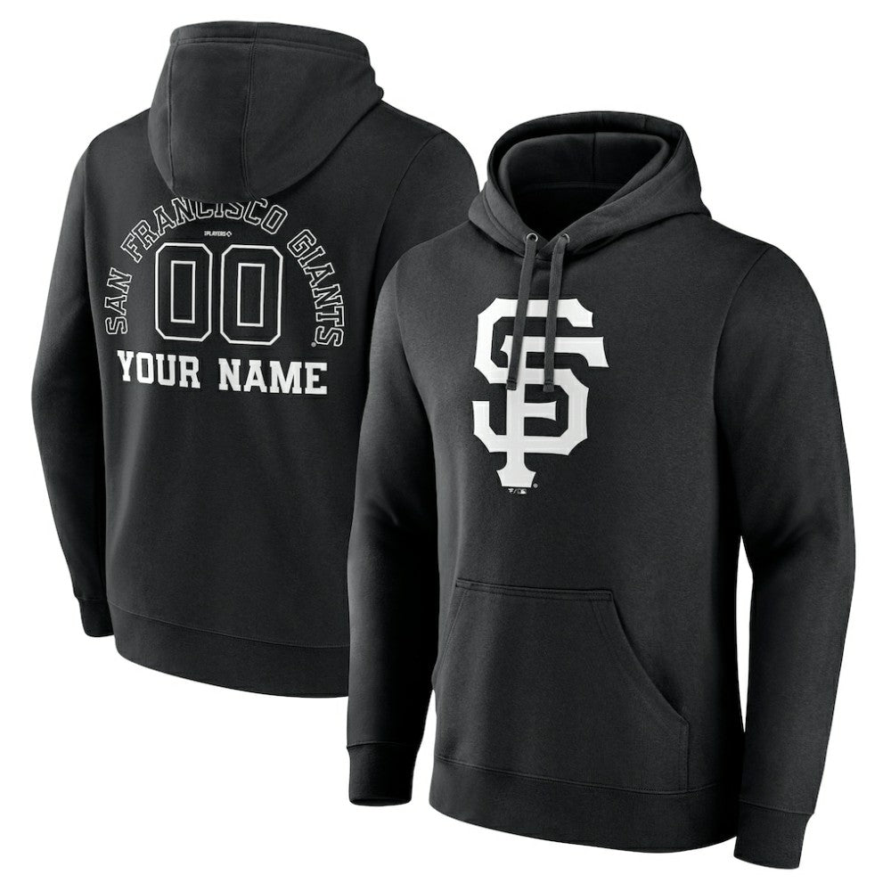 Black San Francisco Giants Monochrome Personalized Name & Number Pullover Hoodie