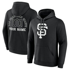 Black San Francisco Giants Monochrome Personalized Name & Number Pullover Hoodie