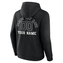 Black Tampa Bay Rays Monochrome Personalized Name & Number Pullover Hoodie