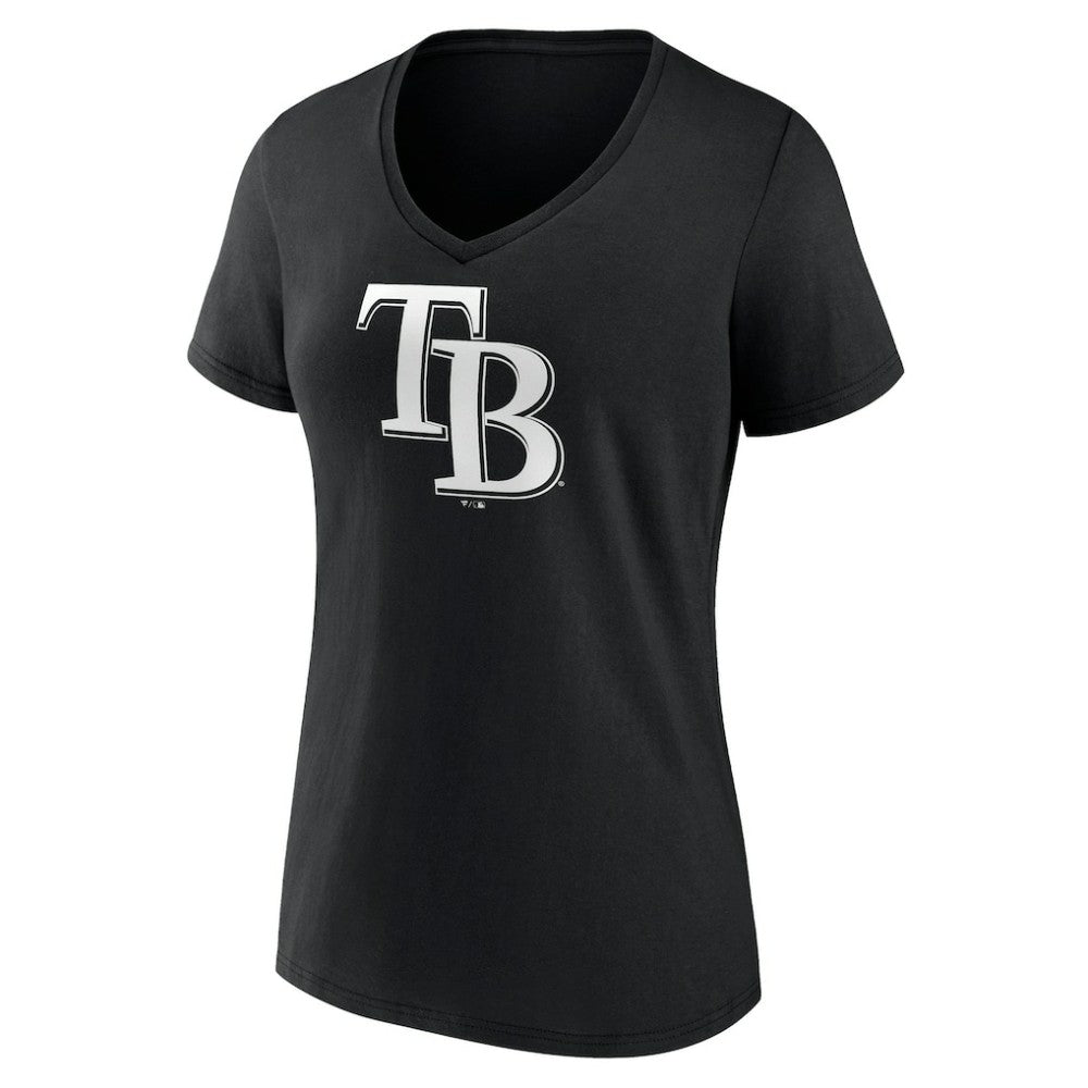 Black Tampa Bay Rays Women's Monochrome Personalized Name & Number V-Neck T-Shirt