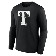 Black Texas Rangers Monochrome Personalized Name & Number Long Sleeve T-Shirt