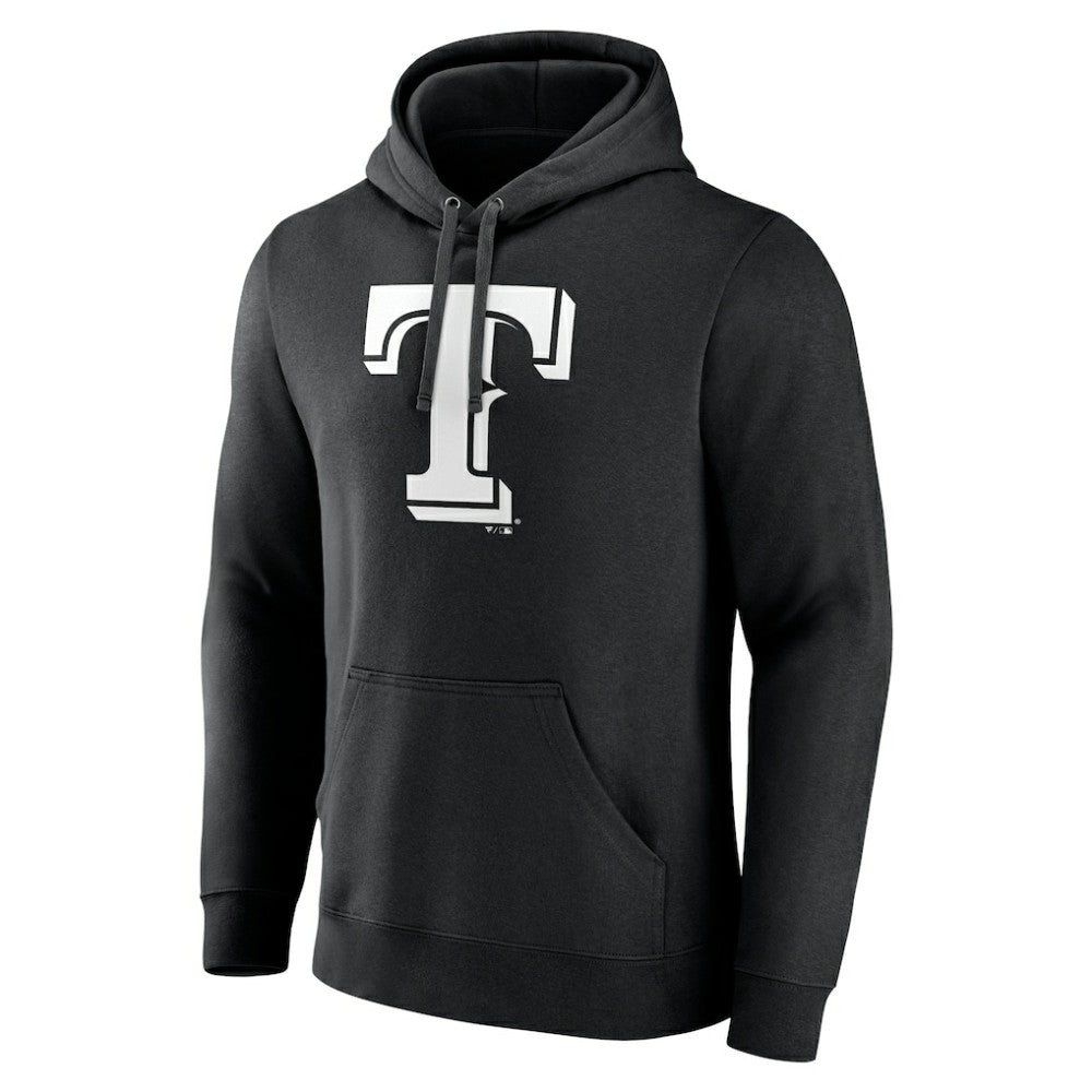 Black Texas Rangers Monochrome Personalized Name & Number Pullover Hoodie