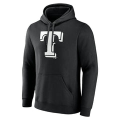 Black Texas Rangers Monochrome Personalized Name & Number Pullover Hoodie