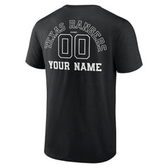 Black Texas Rangers Monochrome Personalized Name & Number T-Shirt