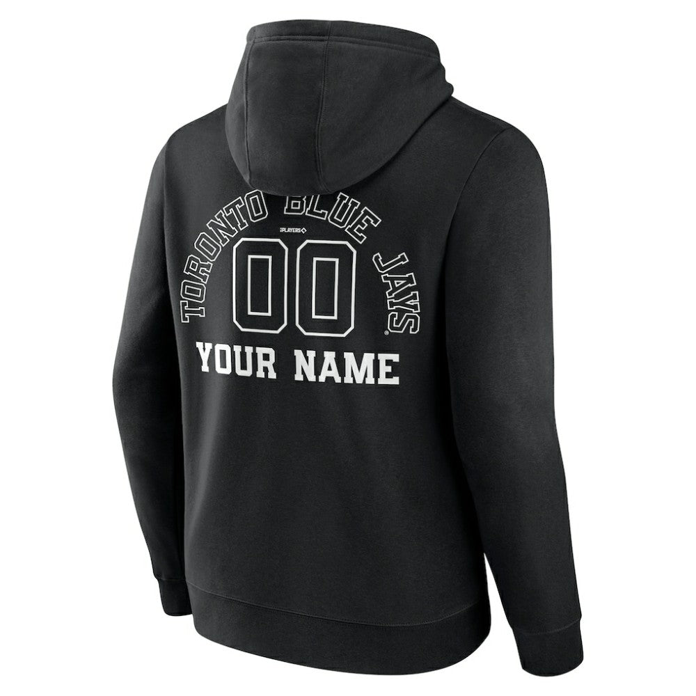 Black Toronto Blue Jays Monochrome Personalized Name & Number Pullover Hoodie