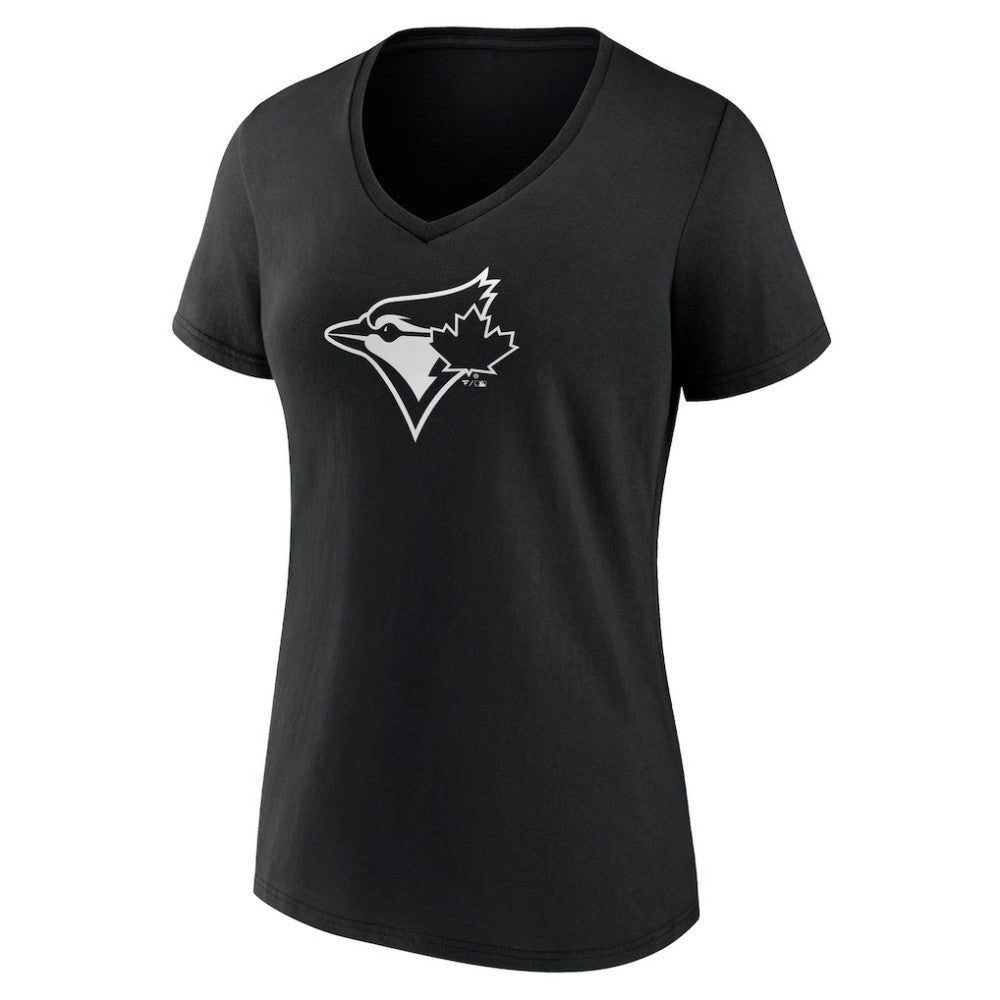 Black Toronto Blue Jays Women's Monochrome Personalized Name & Number V-Neck T-Shirt