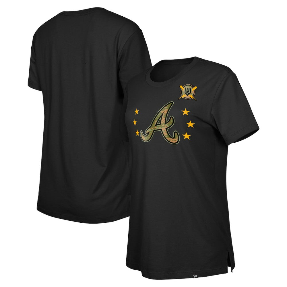 Black Atlanta Braves New Era Women's Armed Forces Day T-Shirt