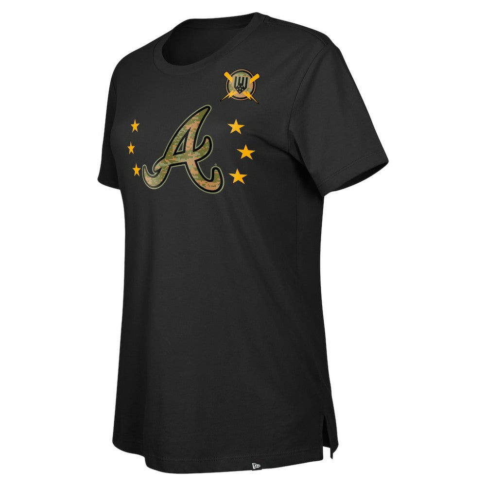 Black Atlanta Braves New Era Women's Armed Forces Day T-Shirt