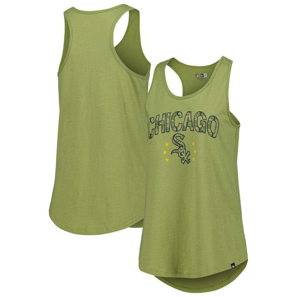 Olive Chicago White Sox New Era Women's Armed Forces Day Tank Top