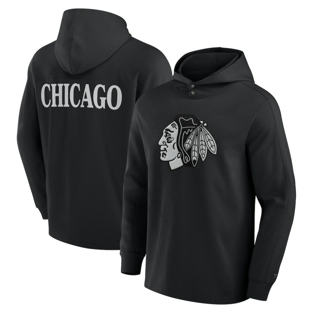 NHL Chicago Blackhawks Fanatics Elements Blaze Tri-Blend Long Sleeve Hoodie T-Shirt